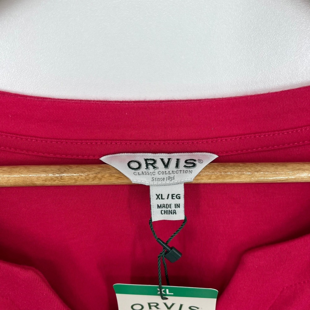 Orvis Classic Collection Women XL Red 3/4 Sleeve Notch Neck Knit Top 1753862 NEW - Picture 3 of 13